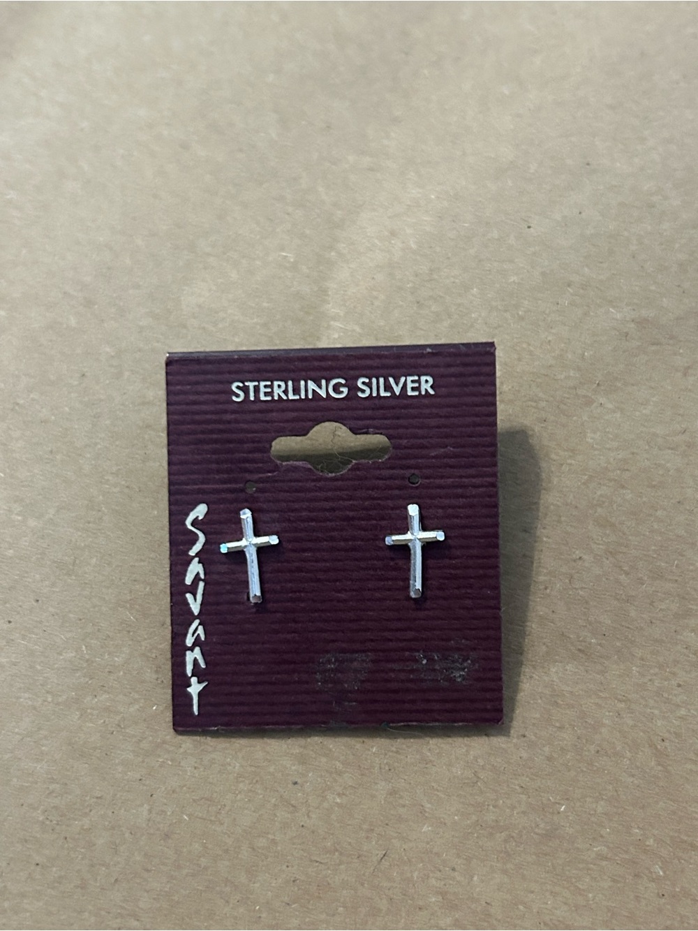 Vintage Sterling Silver Cross Stud Earrings
